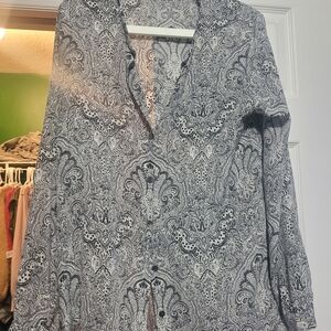 Equipment Black and White Paisley Button Down Shirt